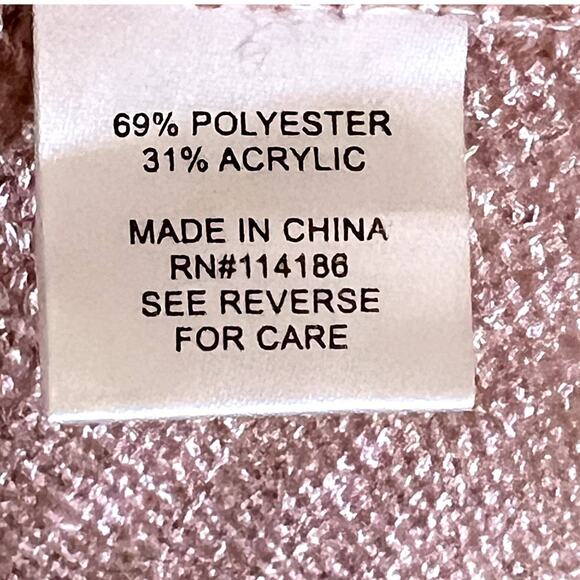 Song n Spirit Cross Over Wrap Sweater Sequins Pink Sprinkled Size M Knit Cozy - Picture 11 of 12